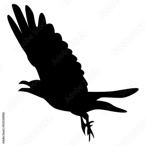 Halloween Crow Silhouette. Isolated on White Background. 