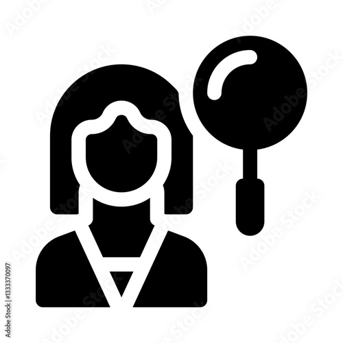 Magnifying person glyph icon