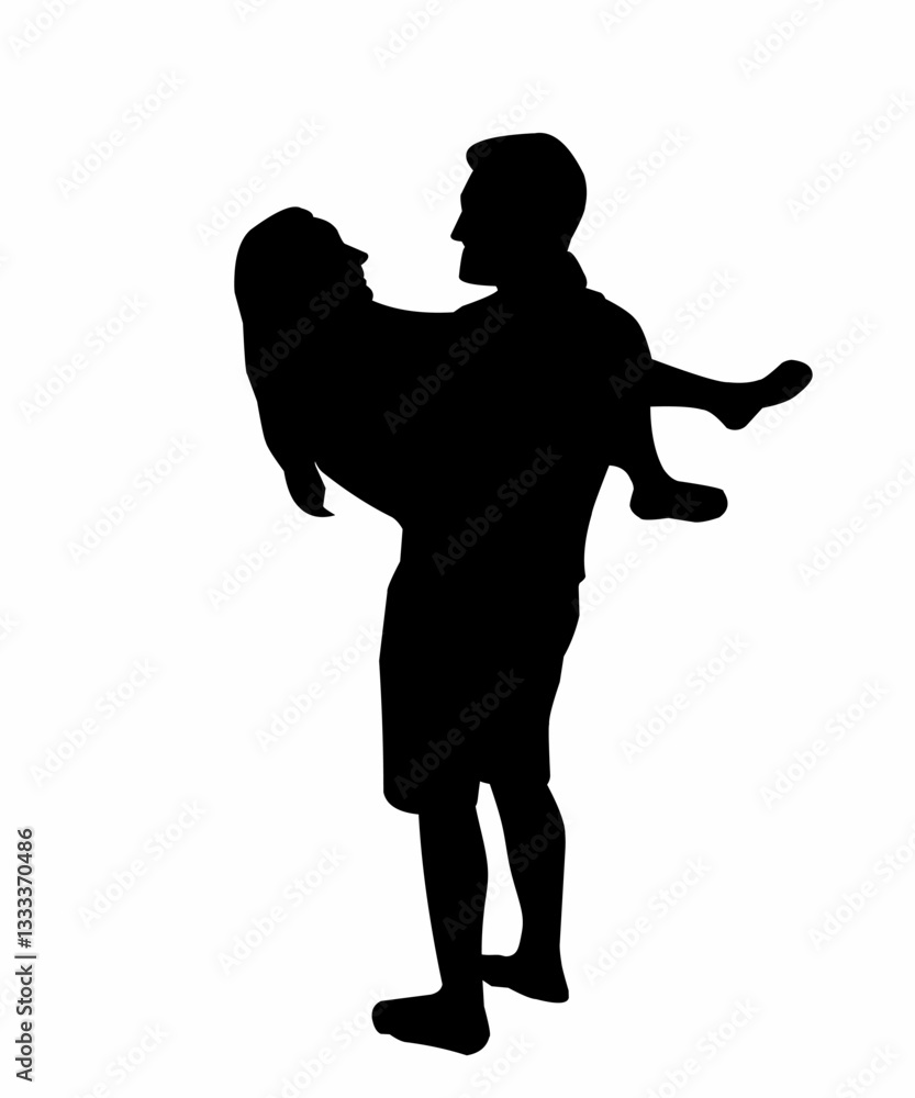 Silhouette of Man Carrying His Girlfriend with Love Silhouette of Man Carrying His Girlfriend with Love