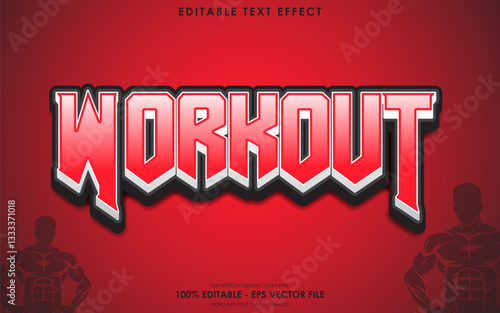 Editable Workout Text Effect, with silhouette of muscular man