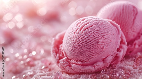 Wallpaper Mural Delicious Pink Ice Cream Scoops on Soft Pink Background Torontodigital.ca