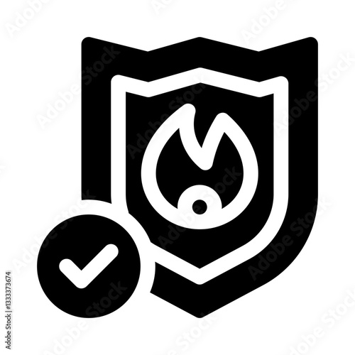 Fire Icon with Shield glyph icon