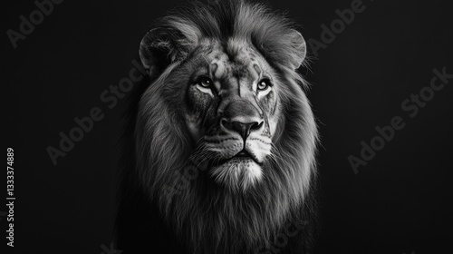 Majestic Lion Portrait in Black and White