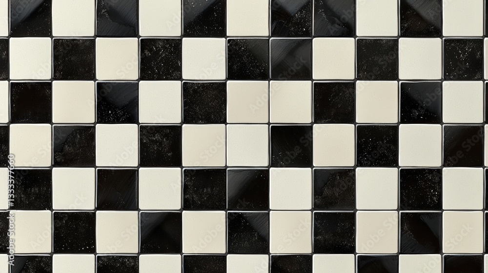 Fototapeta premium Black and White Square Tile Pattern for Interior Decoration, Kitchen or Bathroom Design