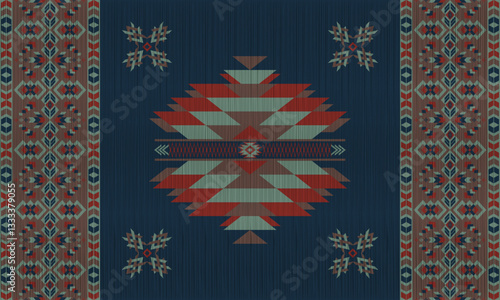 American tribal ethnic native pattern.Traditional Navajo,Aztec,Apache,Southwest and Mexican style fabric pattern.Abstract vector motifs pattern.For fabric,clothing,blanket,carpet,woven,wrap,decoration