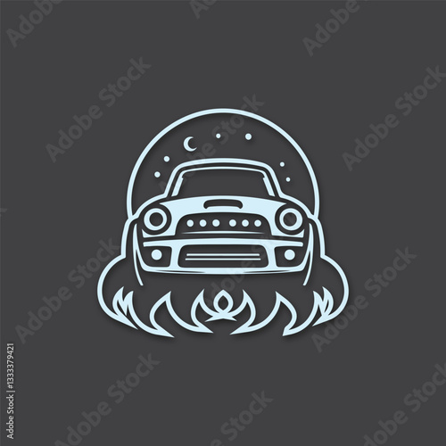 Monster car cartoon vector logo illustration eps 10