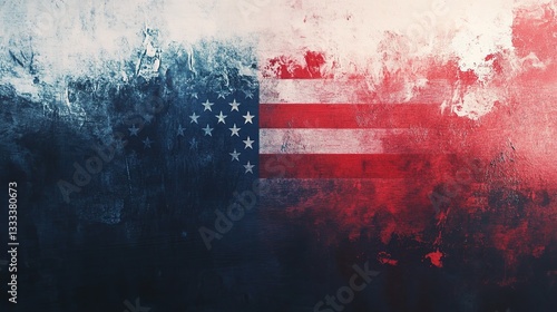 American Flag Superimposed Over Rugged Grunge Background Texture