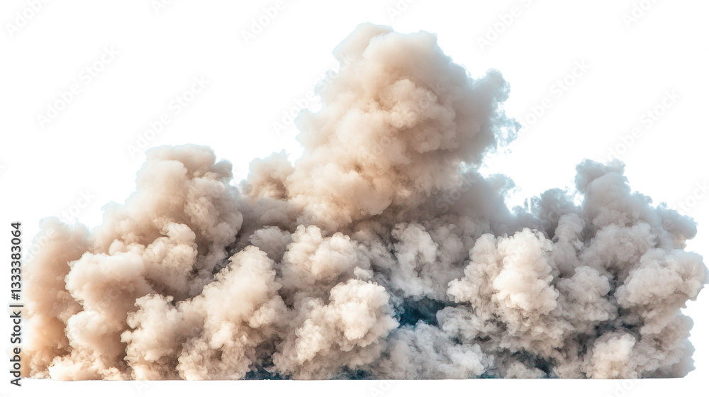 Large Billowing Cloud of Dust Rising Against a Clear Blue Sky During a Bright Sunny Day