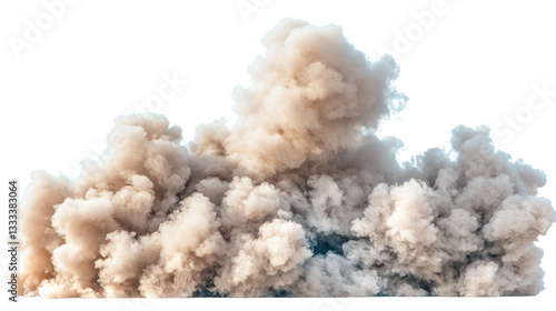 Large Billowing Cloud of Dust Rising Against a Clear Blue Sky During a Bright Sunny Day