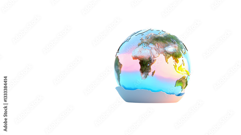 Fototapeta premium Colorful Earth Globe Illustration with Vibrant Countries and Oceans for Creative Projects