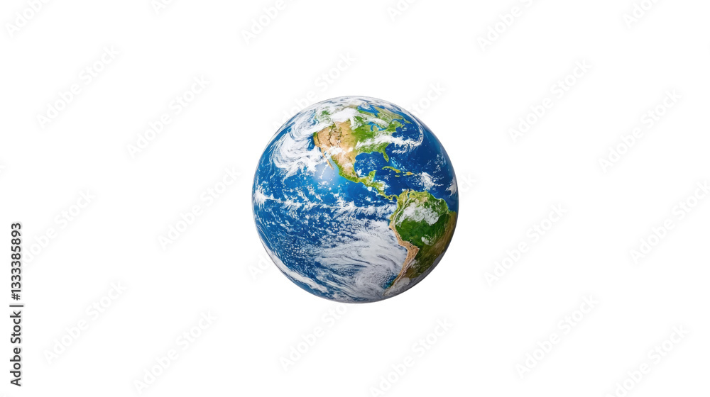 Fototapeta premium Vibrant Earth Globe with Lush Green and Blue Waters Against a Dark Background