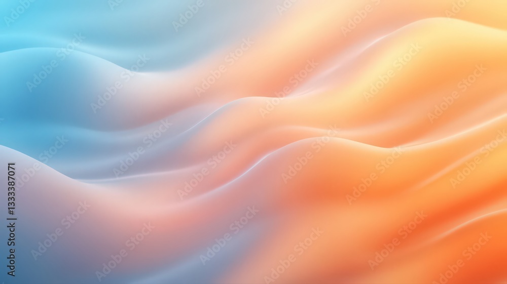 Obraz premium Abstract Pastel Waves: Blue and Orange Gradient Background
