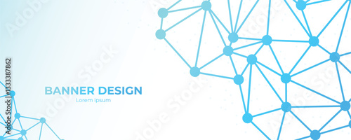 Digital technology futuristic network connection lines banner design. Blue global communication banner with connecting dot network