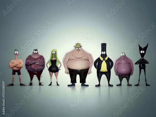 Cartoon Gangster Crew Studio Shot.