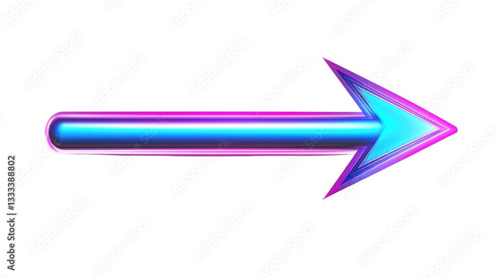 Vibrant Neon Arrow Icon with Gradient Color Design for Bold Visual Direction Use Vibrant Neon Arrow Icon with Gradient Color Design for Bold Visual Direction Use