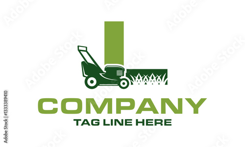 Letter L lawn mower logo