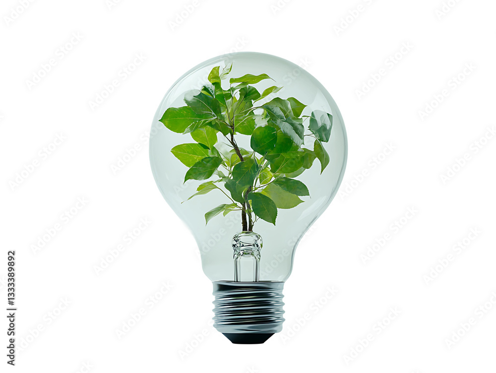 Green Plant Growing Inside a Lightbulb On Isolated White Background Green Plant Growing Inside a Lightbulb On Isolated White Background