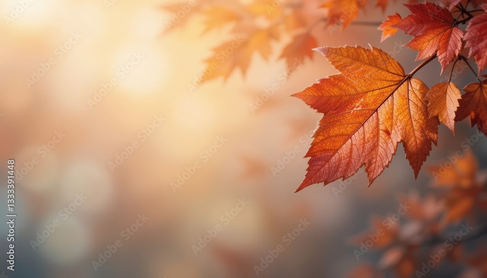 Autumn Maple Leaves with Soft Background and Warm Light Effects Autumn Maple Leaves with Soft Background and Warm Light Effects
