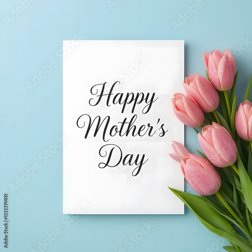 Mother's Day card, Blank notepad, with Happy Mother's Day text.