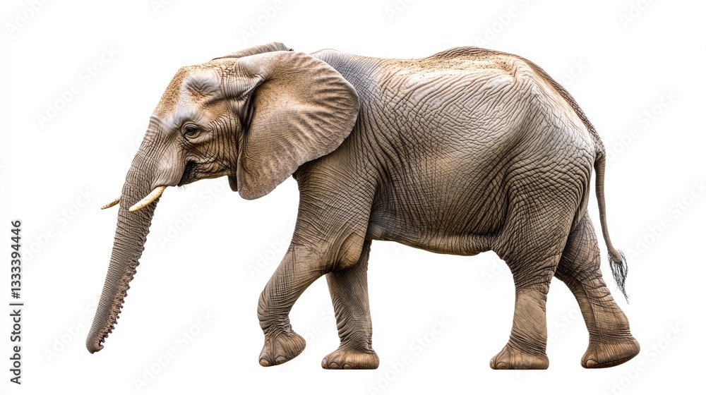 Obraz premium African Elephant Walking Against White Background