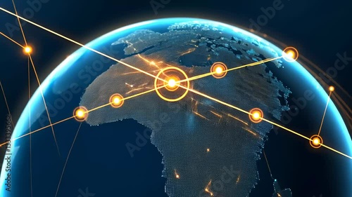 Digital Globe with Network Connections Over Africa