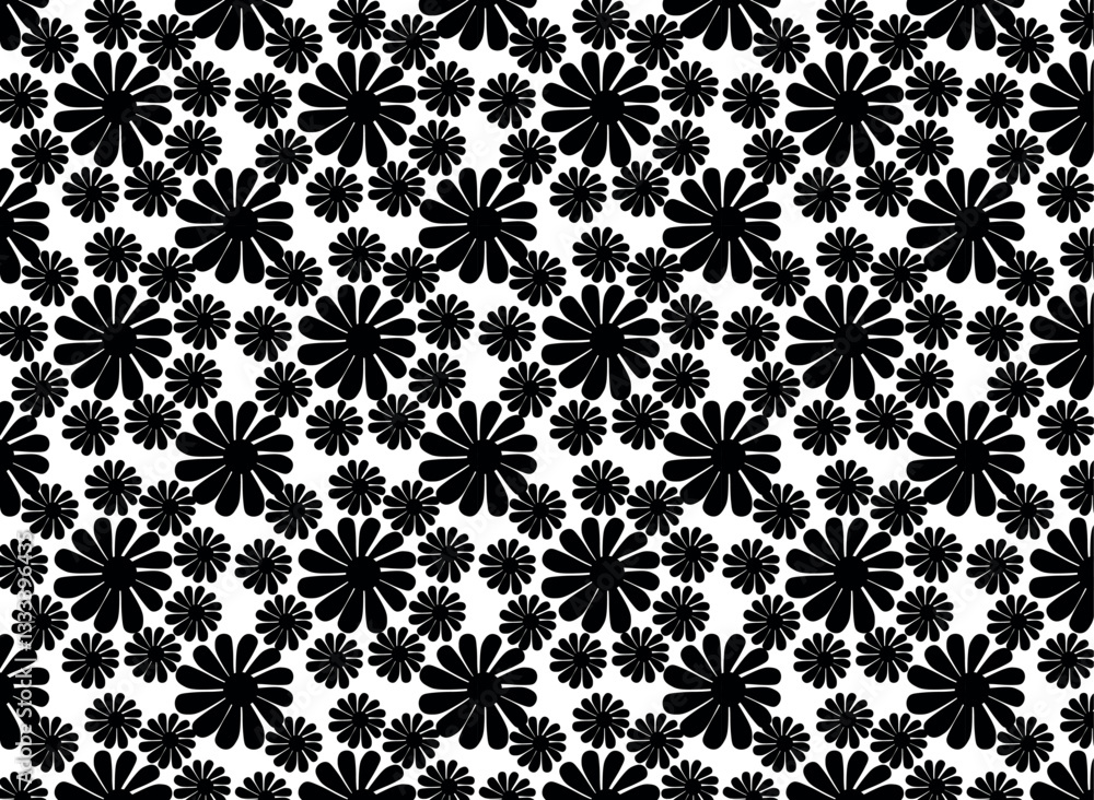 Fototapeta premium Seamless vector pattern, flower composition, black daisies
