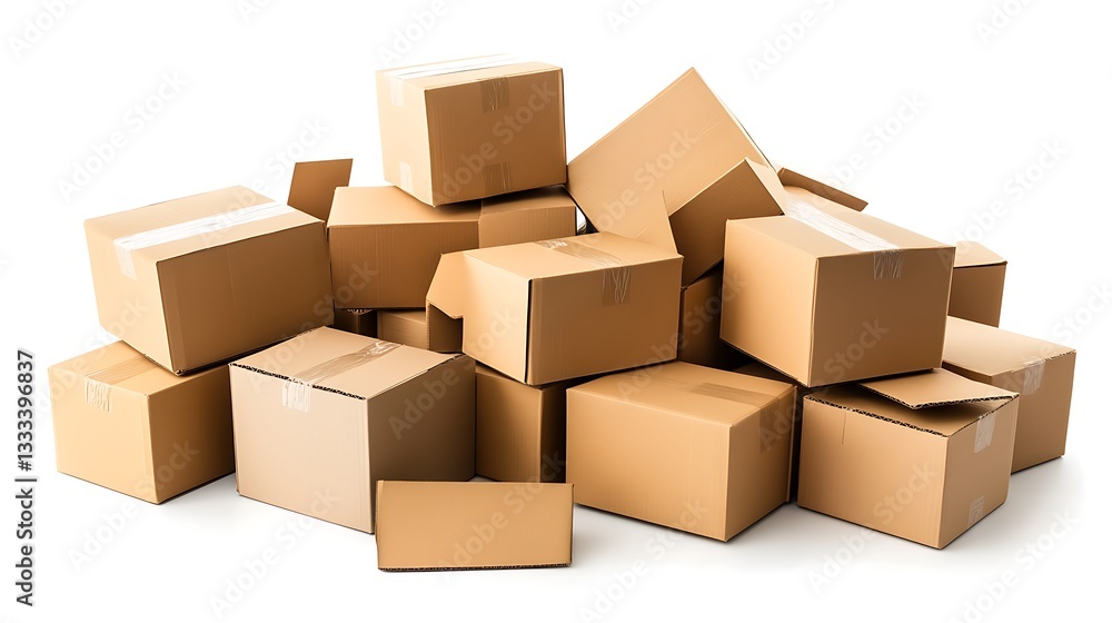 Action of stacking brown boxes on a white background mock up die cut design for creative presentation Action of stacking brown boxes on a white background mock up die cut design for creative presentation