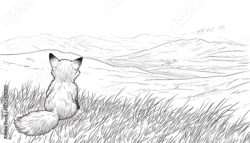 Fox Contemplates Mountain Valley View.