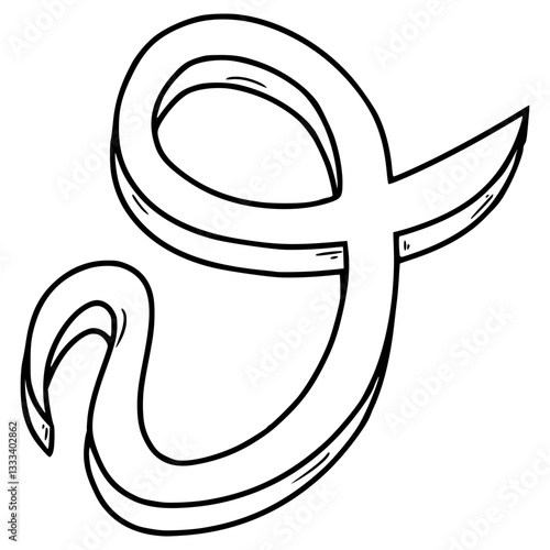 theta symbol illustration hand drawn outline vector