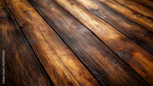 Old Brown Wooden Table Texture in Minimalist Overhead View, Evoking Simplicity and Natural Warmth