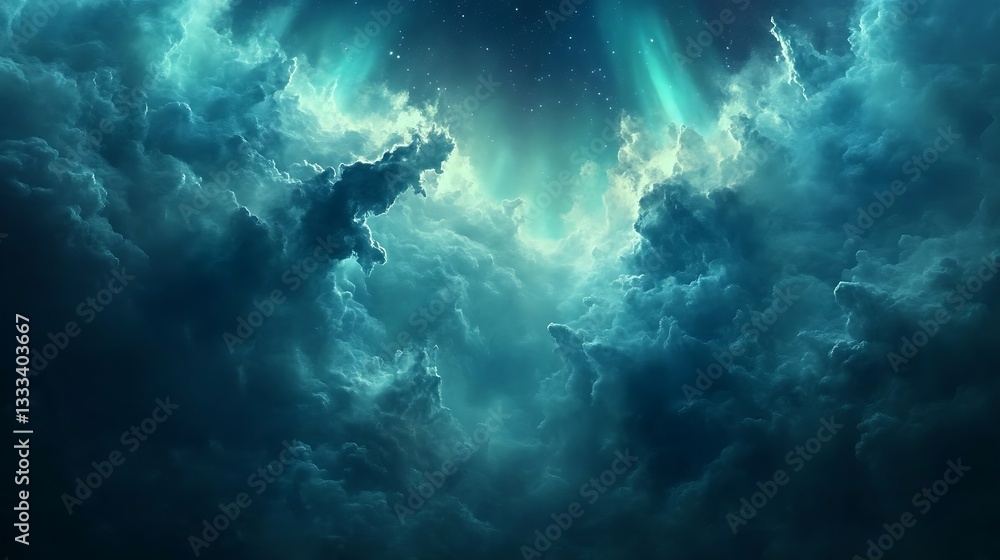Obraz premium Thunderous energy in a fantasy galaxy earth’s cosmic space dramatic cloudscape celestial viewpoint