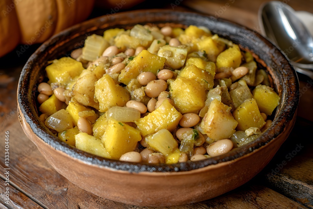 Delicious Autumn Pumpkin Stew with Beans and Onions Delicious Autumn Pumpkin Stew with Beans and Onions