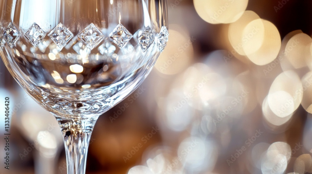 Obraz premium Crystal Cut Glass Wine Glass Closeup Detail