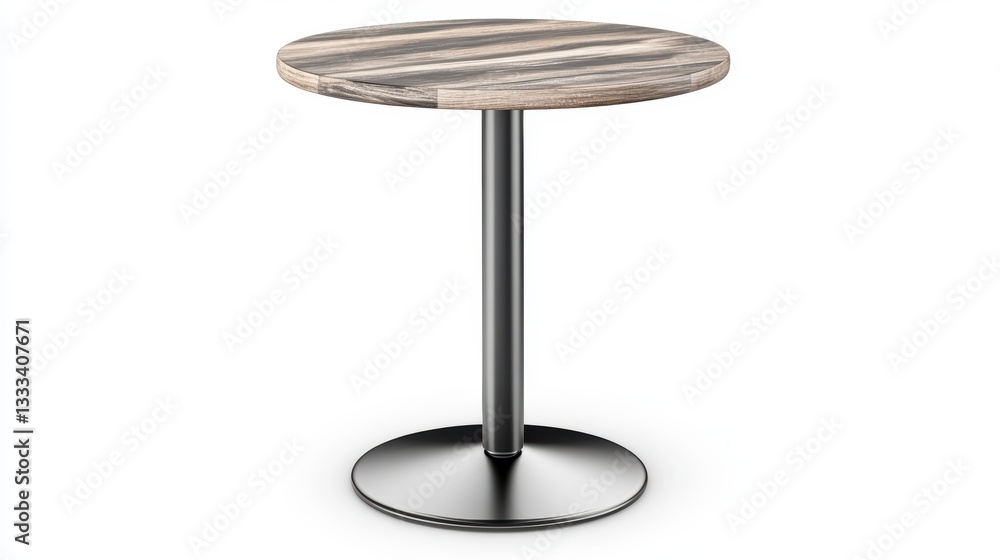 Round Wooden Table with Metal Base for Modern Interior Spaces Round Wooden Table with Metal Base for Modern Interior Spaces