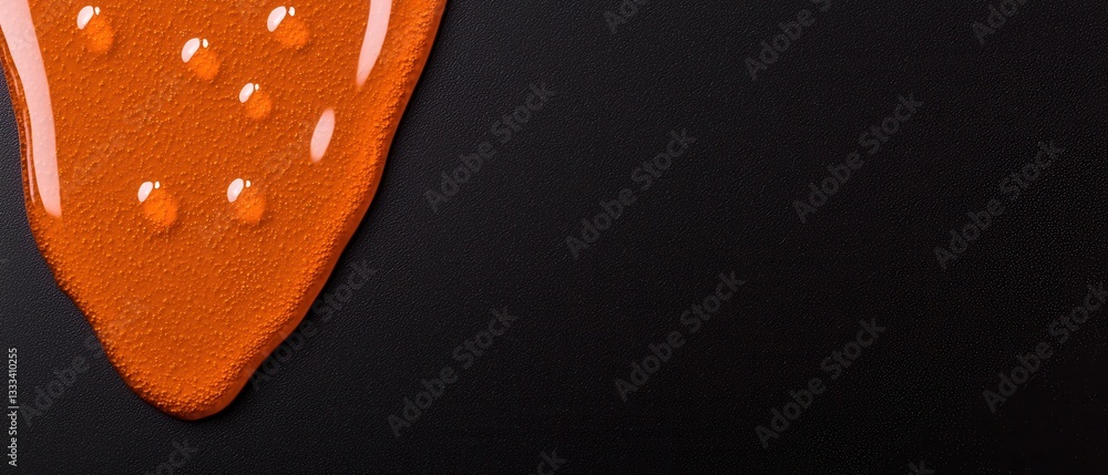 Vibrant orange paint droplet on a black background for creative design projects. Vibrant orange paint droplet on a black background for creative design projects.
