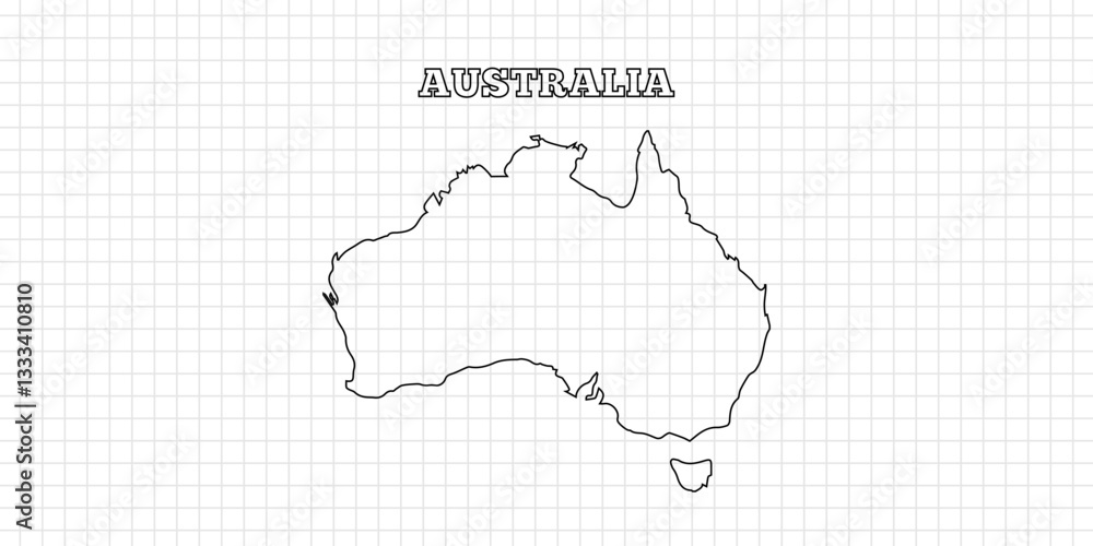 Fototapeta premium Australia map travel with outline simple drawing version Illustration