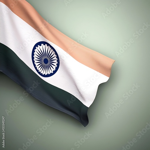 Indian Flag for Waving, Green Background.