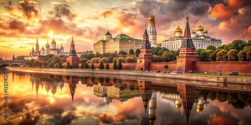 Vintage Moscow: Kremlin Walls, Churches, & Moskva River Panorama