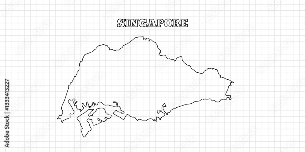 Singapore map travel with outline simple drawing version Illustration Singapore map travel with outline simple drawing version Illustration