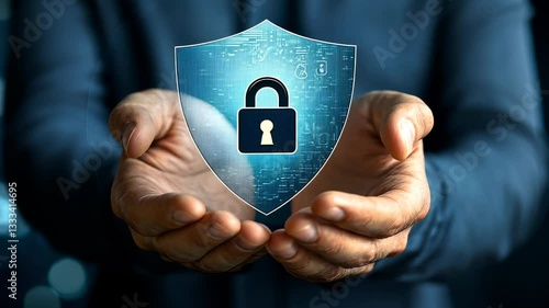 Cybersecurity Concept: Protecting Data with a Shield