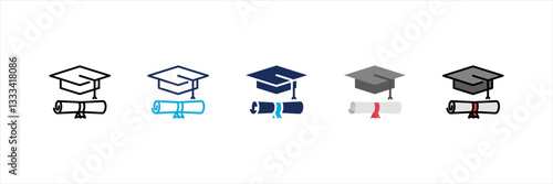 Graduation Multi Style Icon Set
