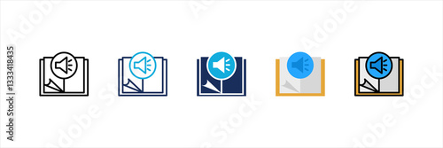 Audio Book Multi Style Icon Set