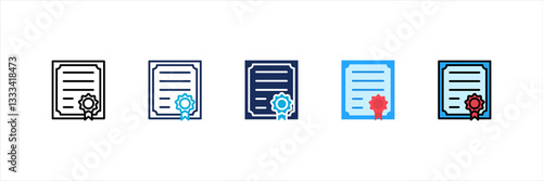 Certificate Multi Style Icon Set