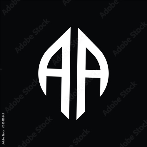 Circle letter A or AA logo concept isolated on Black background.