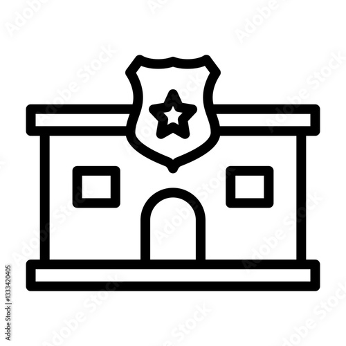 Police Station Vector Line Icon Design