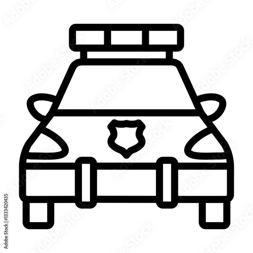 Police Car Vector Line Icon Design