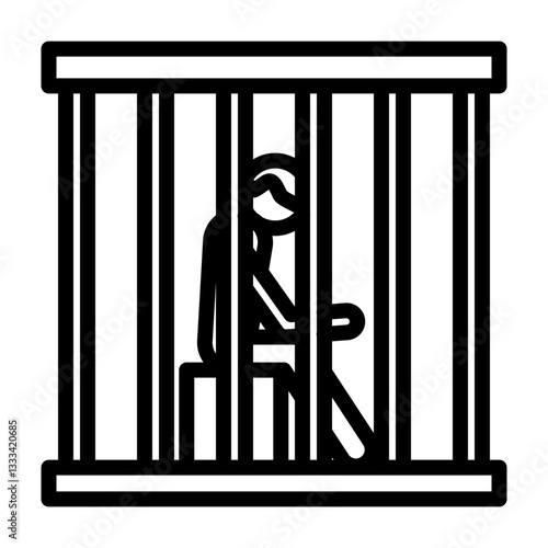 Jail Cell Vector Line Icon Design