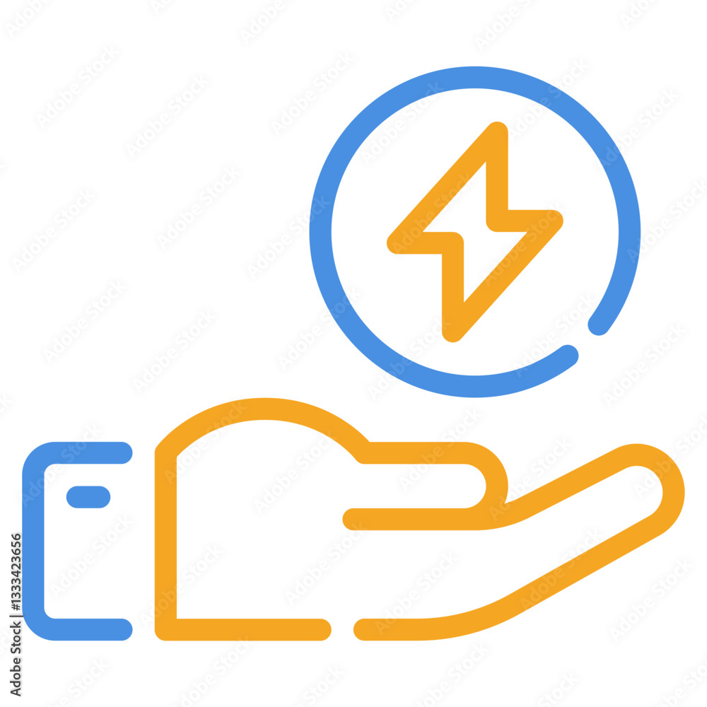 Hand Holding Lightning Bolt Icon for Energy Hand Holding Lightning Bolt Icon for Energy