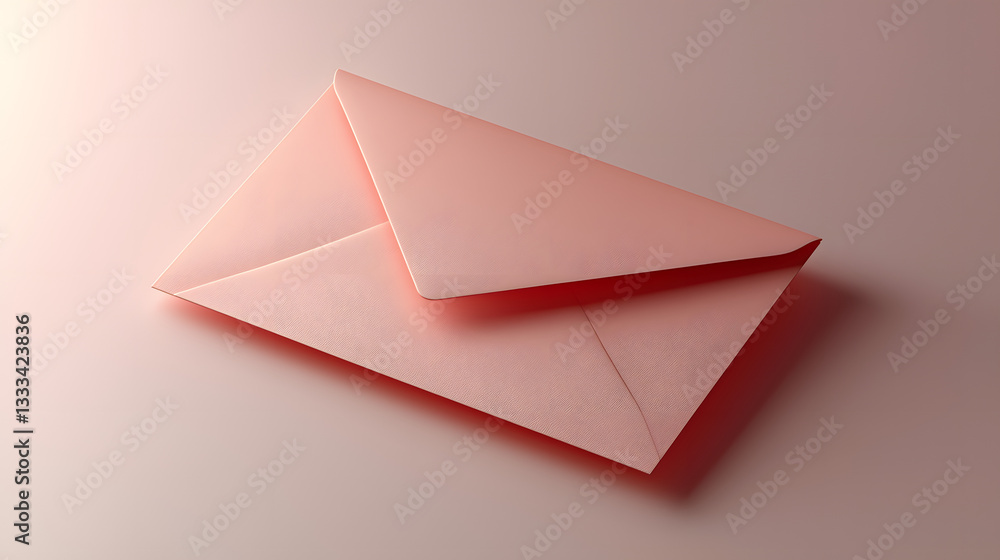 The Delicate Message: A close-up studio shot of a soft pink envelope, perfectly sealed, casting gentle shadows, hinting at the secrets within.