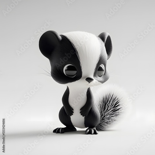 Playful cartoon skunk character digital art whimsical environment cute design childlike perspective character design concept